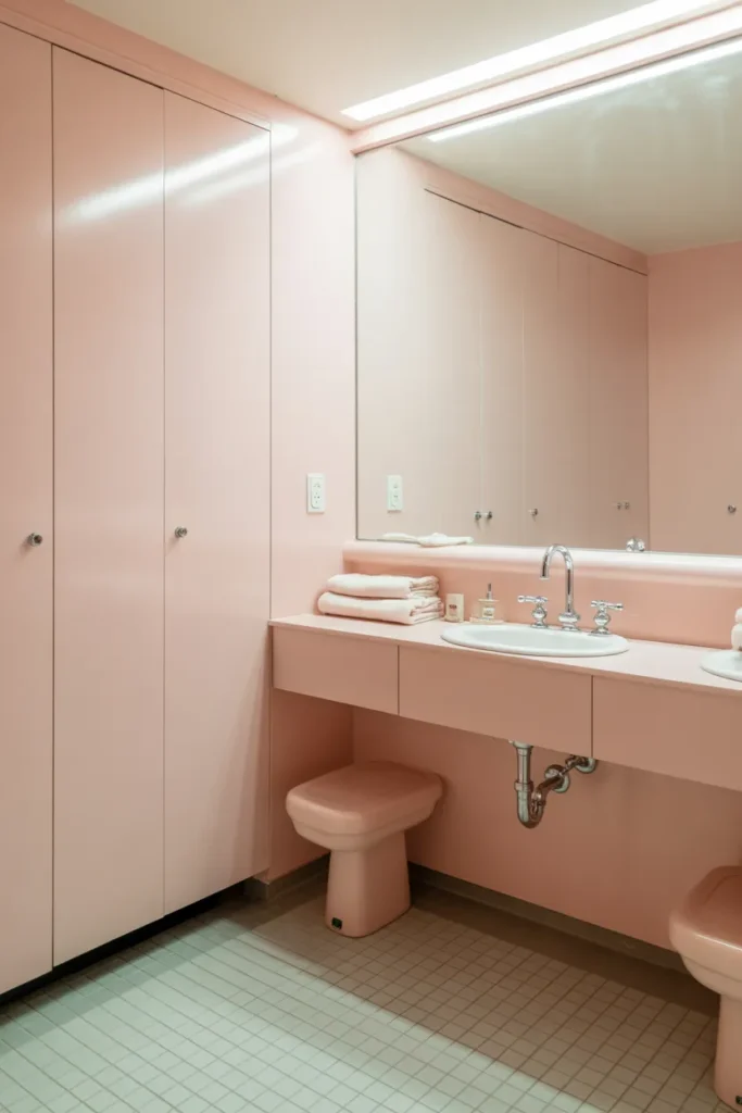 Minimalist Pink Retro Bathroom