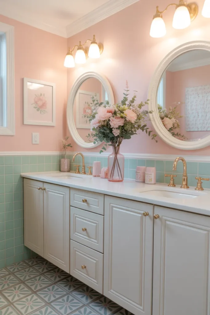 Soft Pastel Shared Bathroom