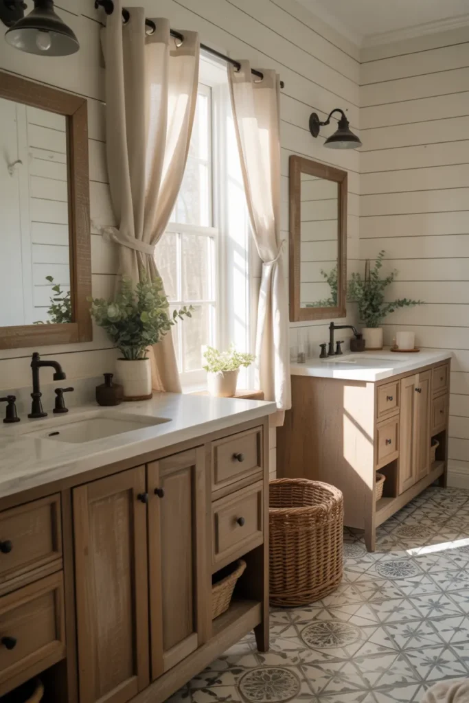 Farmhouse Style Shared Bathroom