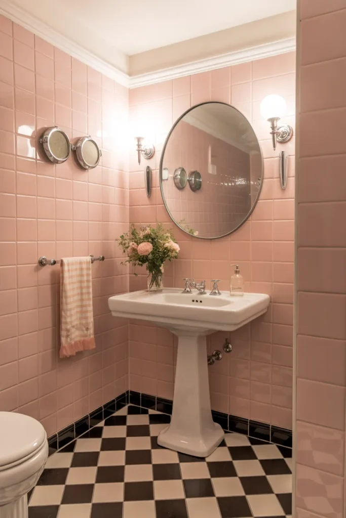 Classic 1950s Pink Retro Bathroom