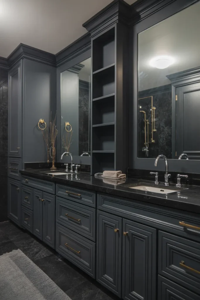 Elegant Dark Tone Jack and Jill Bathroom
