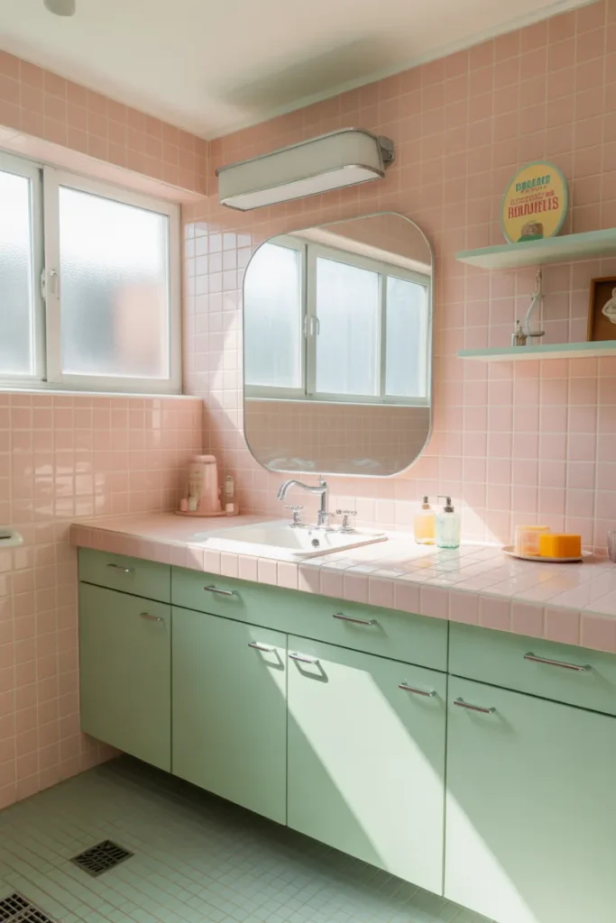 Pink and Mint Retro Bathroom Combo