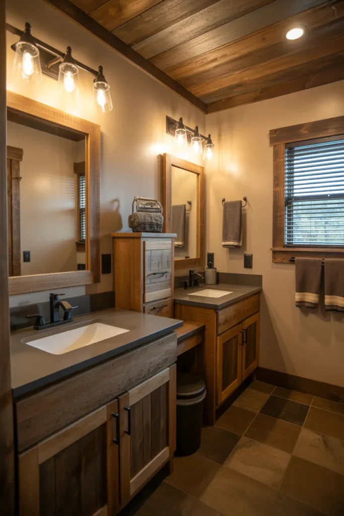 Rustic Cabin Style Jack and Jill Bathroom